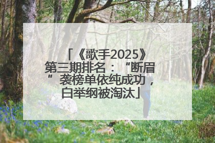《歌手2025》第三期排名：“断眉”袭榜单依纯成功，白举纲被淘汰