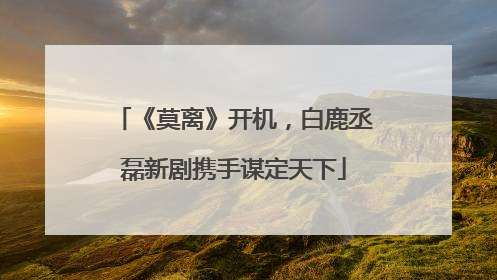 《莫离》开机，白鹿丞磊新剧携手谋定天下