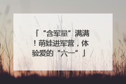“含军量”满满！萌娃进军营，体验爱的“六一”