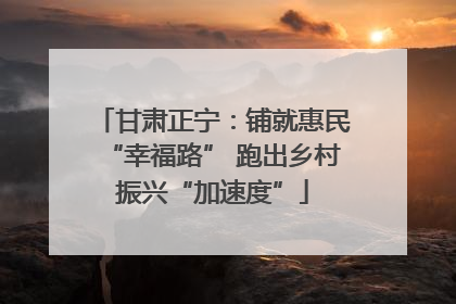 甘肃正宁：铺就惠民“幸福路” 跑出乡村振兴“加速度”