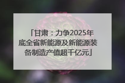 甘肃：力争2025年底全省新能源及新能源装备制造产值超千亿元