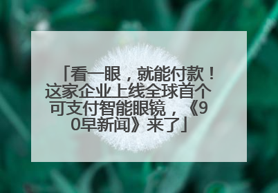 看一眼，就能付款！这家企业上线全球首个可支付智能眼镜，《90早新闻》来了