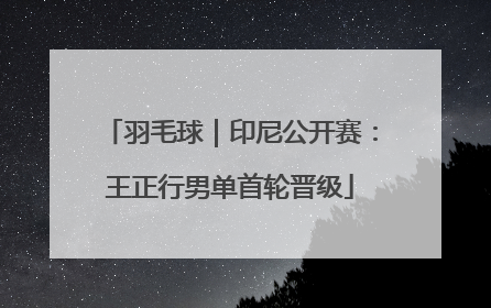 羽毛球｜印尼公开赛：王正行男单首轮晋级