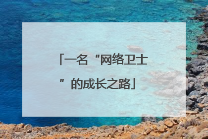 一名“网络卫士”的成长之路