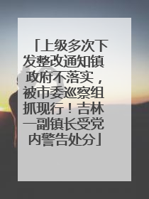 上级多次下发整改通知镇政府不落实，被市委巡察组抓现行！吉林一副镇长受党内警告处分