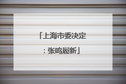 上海市委决定：张鸣履新