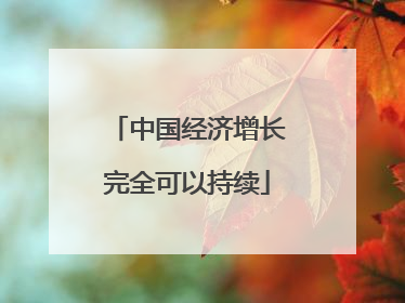 中国经济增长完全可以持续