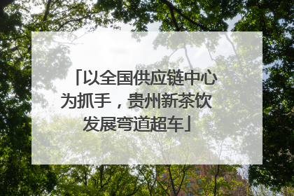以全国供应链中心为抓手，贵州新茶饮发展弯道超车