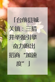 台前县城关镇：三措并举强引擎 奋力跑出招商“加速度”