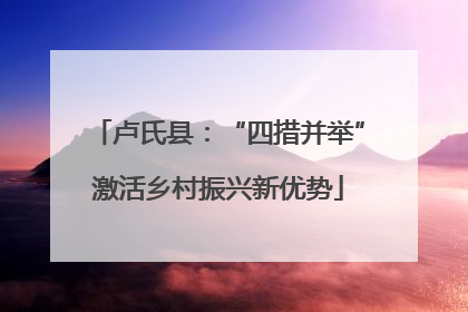 卢氏县：“四措并举”激活乡村振兴新优势