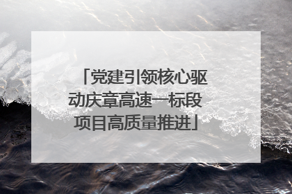 党建引领核心驱动庆章高速一标段项目高质量推进