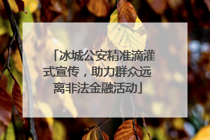 冰城公安精准滴灌式宣传，助力群众远离非法金融活动