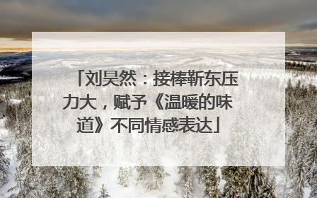刘昊然：接棒靳东压力大，赋予《温暖的味道》不同情感表达