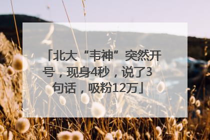北大“韦神”突然开号，现身4秒，说了3句话，吸粉12万