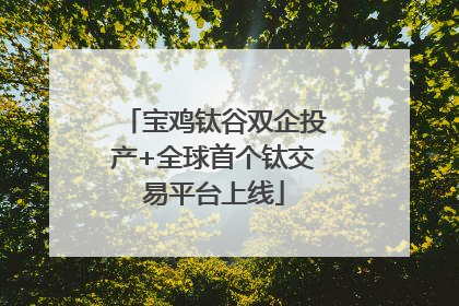 宝鸡钛谷双企投产+全球首个钛交易平台上线