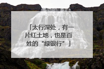 太行深处，有一片红土地，也是百姓的“绿银行”