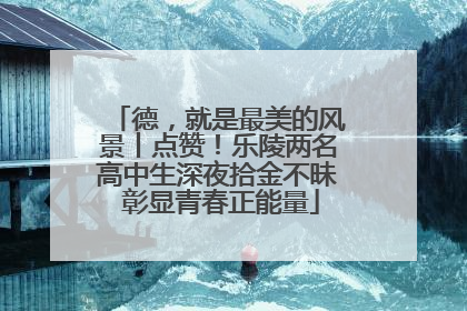 德，就是最美的风景丨点赞！乐陵两名高中生深夜拾金不昧 彰显青春正能量