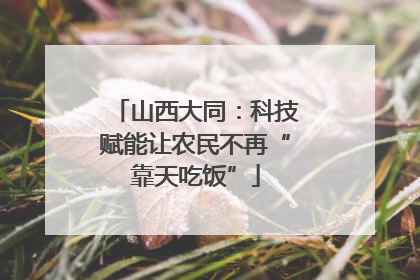山西大同：科技赋能让农民不再“靠天吃饭”