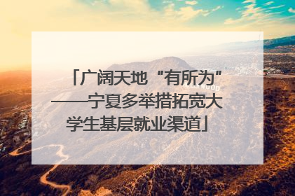 广阔天地“有所为”——宁夏多举措拓宽大学生基层就业渠道