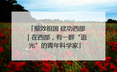 报效祖国 建功西部｜在西部，有一群“追光”的青年科学家