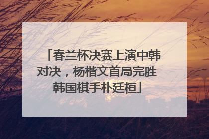 春兰杯决赛上演中韩对决，杨楷文首局完胜韩国棋手朴廷桓