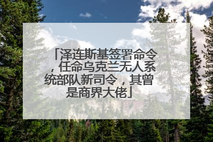 泽连斯基签署命令，任命乌克兰无人系统部队新司令，其曾是商界大佬
