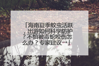 海南夏季蚊虫活跃，出游如何科学防护？不慎被毒蛇咬伤怎么办？专家建议→