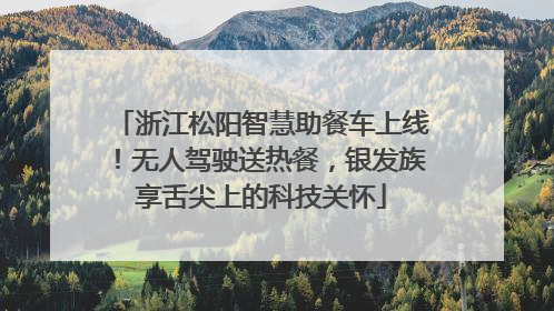 浙江松阳智慧助餐车上线！无人驾驶送热餐，银发族享舌尖上的科技关怀