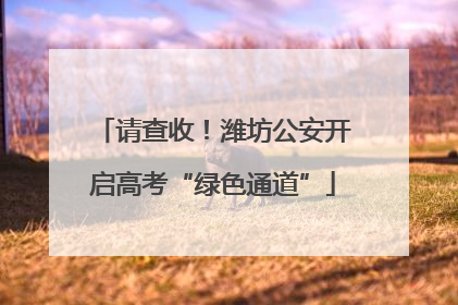 请查收！潍坊公安开启高考“绿色通道”