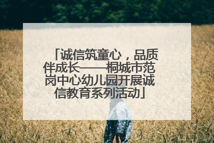 诚信筑童心，品质伴成长——桐城市范岗中心幼儿园开展诚信教育系列活动