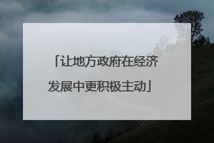让地方政府在经济发展中更积极主动