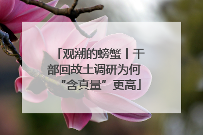 观潮的螃蟹丨干部回故土调研为何“含真量”更高