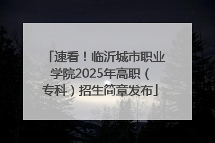 速看！临沂城市职业学院2025年高职（专科）招生简章发布