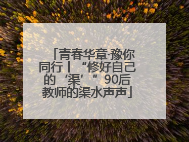 青春华章·豫你同行丨“修好自己的‘渠’”90后教师的渠水声声