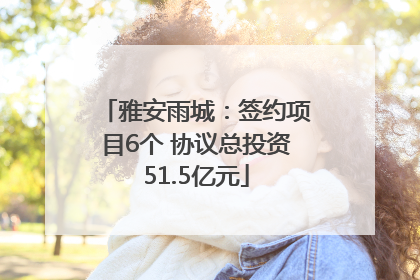 雅安雨城：签约项目6个 协议总投资51.5亿元