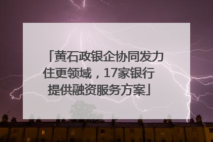 黄石政银企协同发力住更领域，17家银行提供融资服务方案